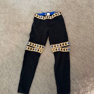 Kappa Black Slit Leggings with Blue and Tan Accents